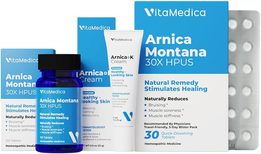 VitaMedica | Arnica & Vitamin K Cream + Arnica Montana 30X (Bottle & F) Sche | Bruising, Swelling, Inflammation & Pain Relief | Softens, Calms, Moisturizes, & Restores Bruized Skin
