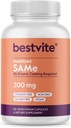 BESTVITE SAM-e 200 mg Stabilized (60 Vegetarian Capsules) - Swallow Capsule Form'a Kolay - Girik Önde Olmayan - Kristal Dioksit - No Stearates - Vegan - Non GMO - Gluten Free