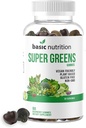 SuperGreens, Temel Vitaminlerle Gummies'i karıştırdı | Natural Raspberry Flavor | Supports Digestive, Liver & Immune Functions | Non-GMO Plant-Based, Vegan, Gluten-Free & Gelatin Free