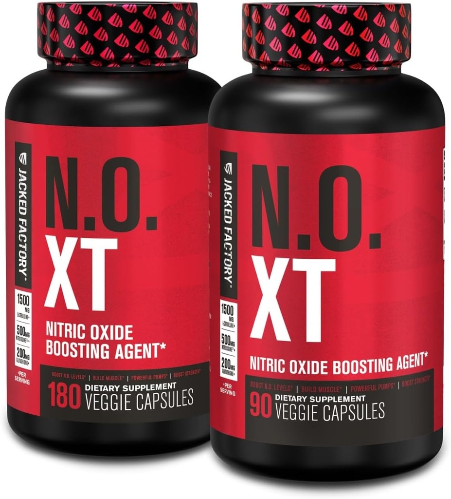 Jacked Factory N.O. XT Nitrik Oksit Supplement withsigine L Arginine & L Citrulline for Muscle growth, Pumps, Vascularity, & Energy - Ekstra Güçlü Pre Workout Muscle Builder - 270 Veggie Pills