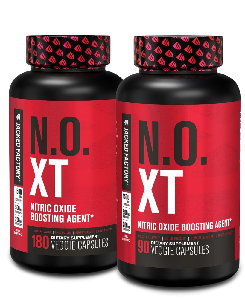 Jacked Factory N.O. XT Nitrik Oksit Supplement withsigine L Arginine & L Citrulline for Muscle growth, Pumps, Vascularity, & Energy - Ekstra Güçlü Pre Workout Muscle Builder - 270 Veggie Pills