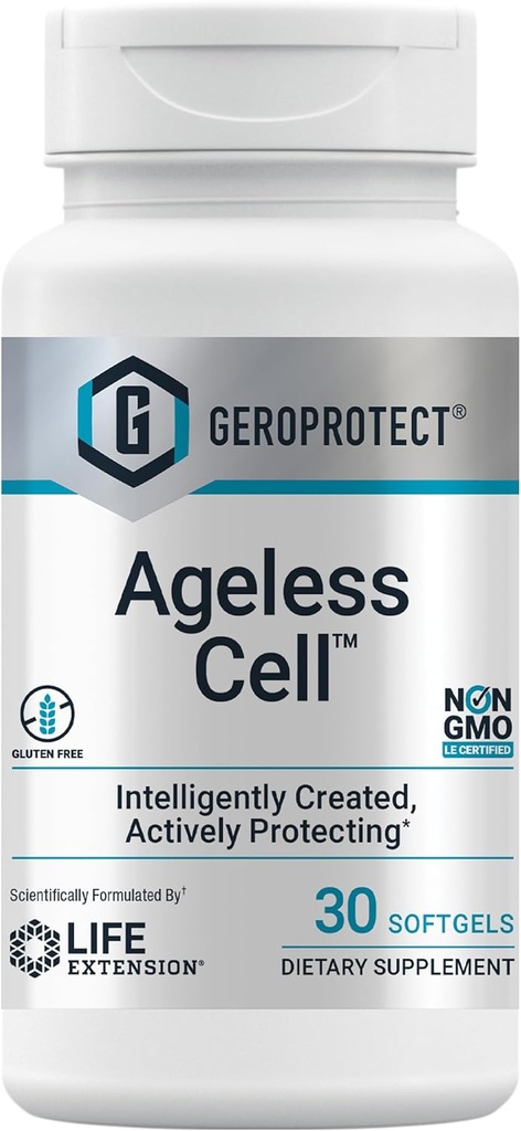 Hayat GEROPROTECT® Yaşsız HücreTM, Hücre Sağlığı, Sağlıklı Ağlama, E, N-Acetyl-L-cysteine, Green Tea Extract, myricetin, Gluten Free, Non-GMO, 30 softgels