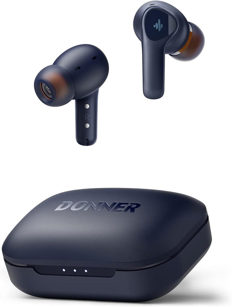 Donner Wireless Earbuds Gürültü Cancelling, Bluetooth 5.2 Clear Calls için ENC ile Kulak telefonları, 12mm Sürücüler ve Dengeli Armature, App for Custom EQ, 32H Playtime, Hızlı Şarj - Dobuds ONE, Blue Şarj