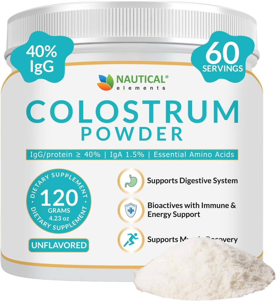 Colostrum Powder - Πάνω από 40% IgG - Πρώτα 4-6 ώρες άρμεγμα Grass Fed Colostrum - Bovine Colostrum - ΗΠΑ Μεσοδυτική πάστα Αυξημένο συμπλήρωμα Colostrum Powder - Unlavored Bovine Colostrum For Humans - 120g