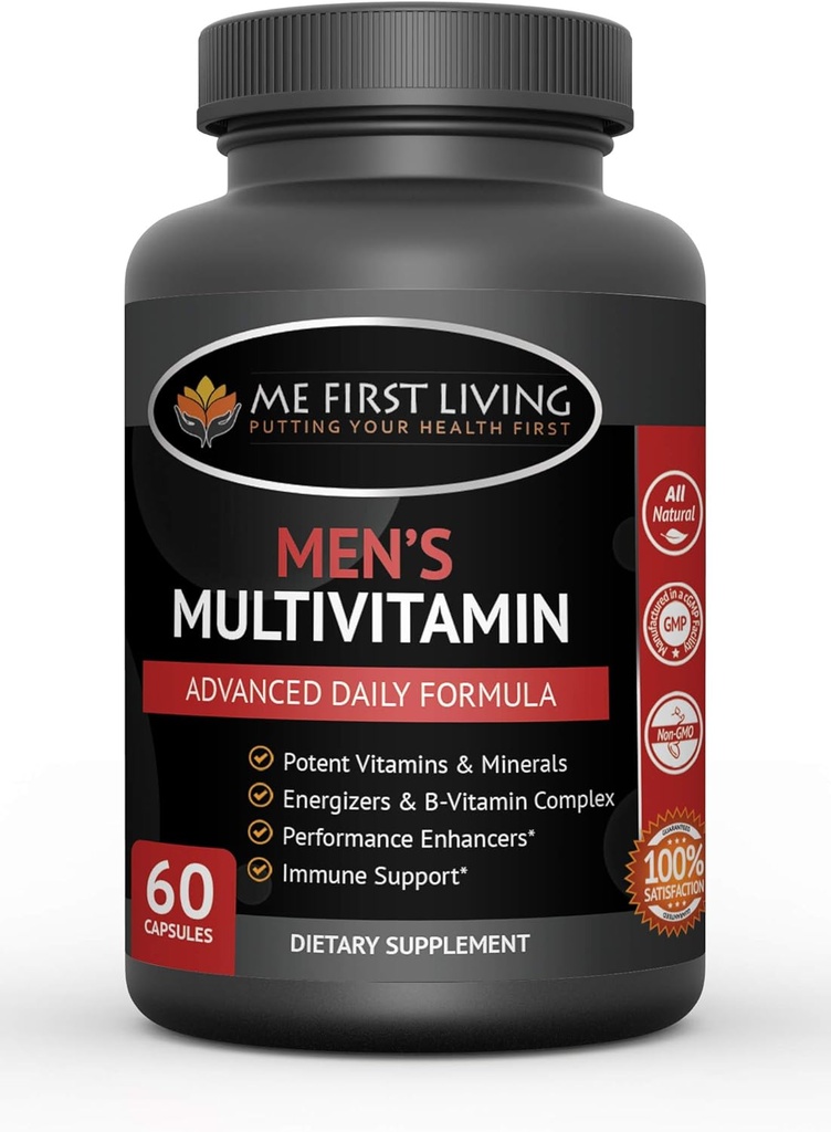 İlk Yaşayan Erkeklerin Günlük Multivitamin/Multimineral A, C, E, D, B1, B2, B3, B5, B6, B12, Magnezyum, Biotin, Spirulina, çinko ve daha fazlası - 60 Çokvitamin