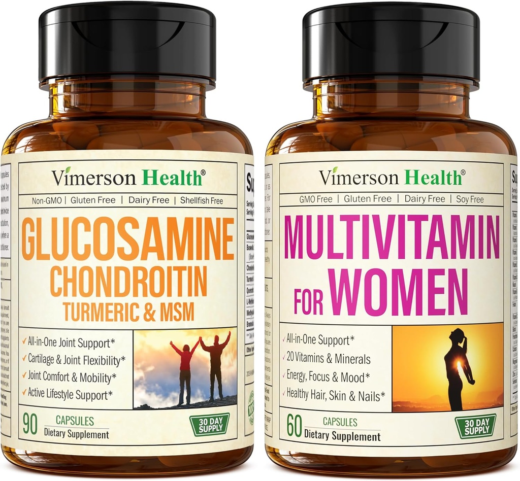 Glucosamine Chondroitin Turmeric + Kadınlar için 2Bottle Supplement Sche for Her. Sağlıklı Immune Response, Ortak Destek, Antioksi Özellikler
