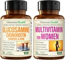 Glucosamine Chondroitin Turmeric + Kadınlar için 2Bottle Supplement Sche for Her. Sağlıklı Immune Response, Ortak Destek, Antioksi Özellikler