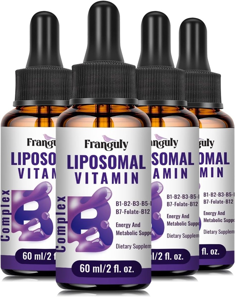Liposomal Vitamin B Complex Liquid Sublingual B Complex Vitamins Supplement for Women Men Improved Absorption Methylated B12,B1, B2, B3, B5, B6,Folate,Biotin for Energy and Immune Support-8.0 oz