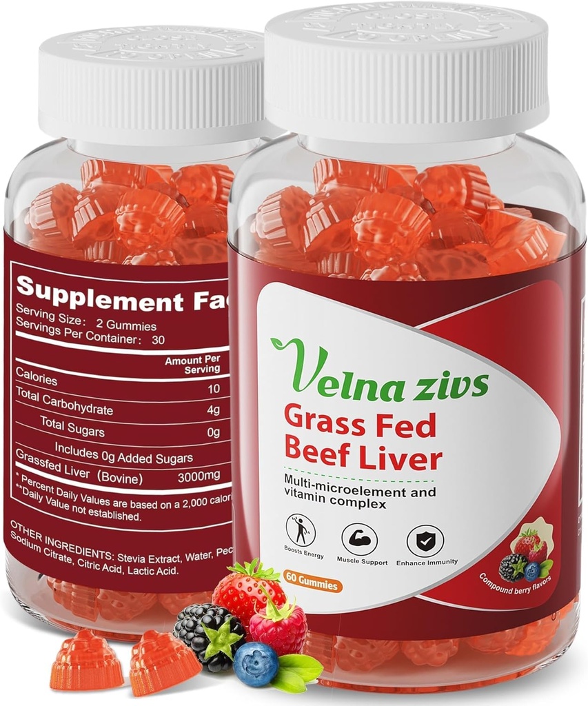 Grass Fed Beef Liver Gummies, Organic Grassfed Beef Liver Supplements for Women, Boost Energy and Immunity, Non-GMO, Gluten Free, 60 Counts Counts