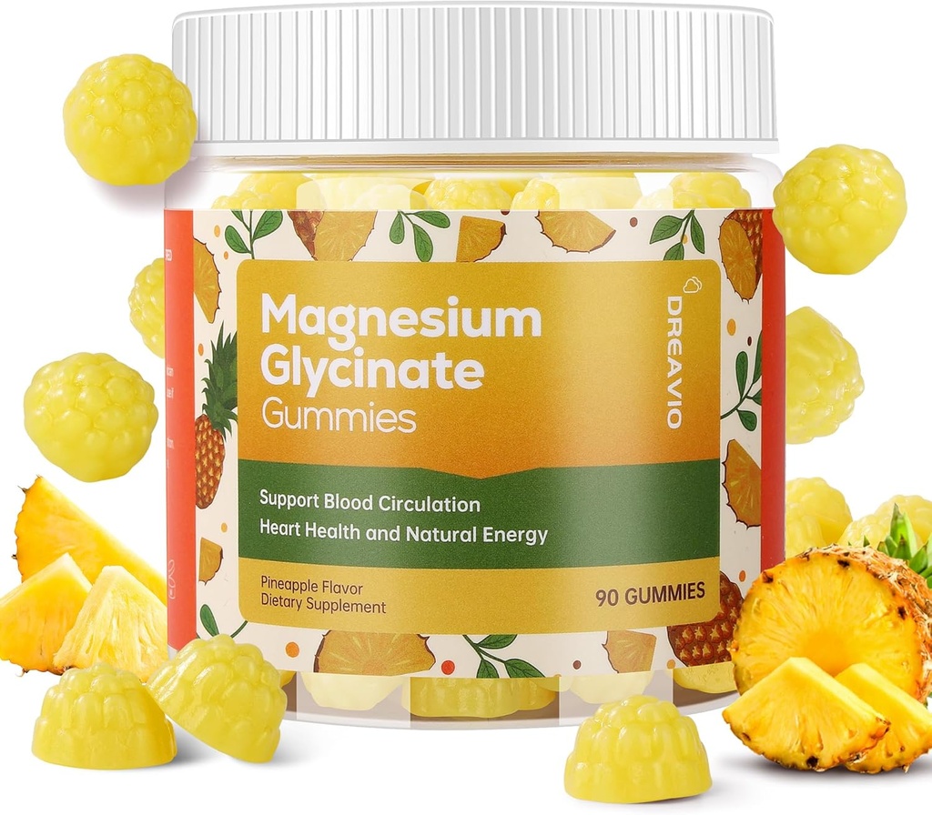 90 Count Magnesium Glycinate Gummies 400mg w/Ashwagandha συμπλήρωμα - Ζάχαρη Δωρεάν ψευδάργυρο Μαγνήσιο Γλυκινικό συμπλήρωμα Ashwagandha Gummies για ενήλικες Ανανάς Γεύσης