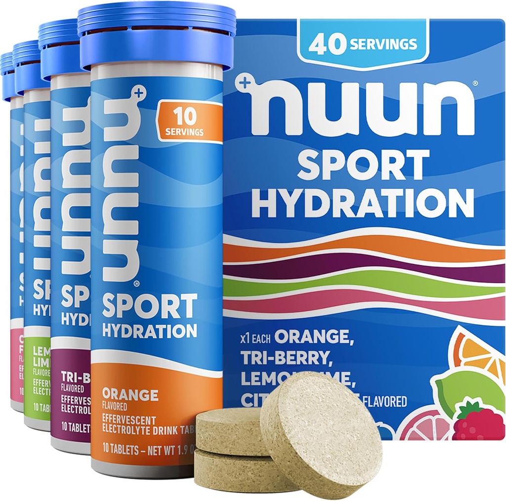 Nuun Sport Electrolyte Tabletleri, Magnezyum, Pyum, Chloride & sodyum, Gluten Free & Vegan, karma Flavors, 4 Pack (40 Hizmet Toplamı)