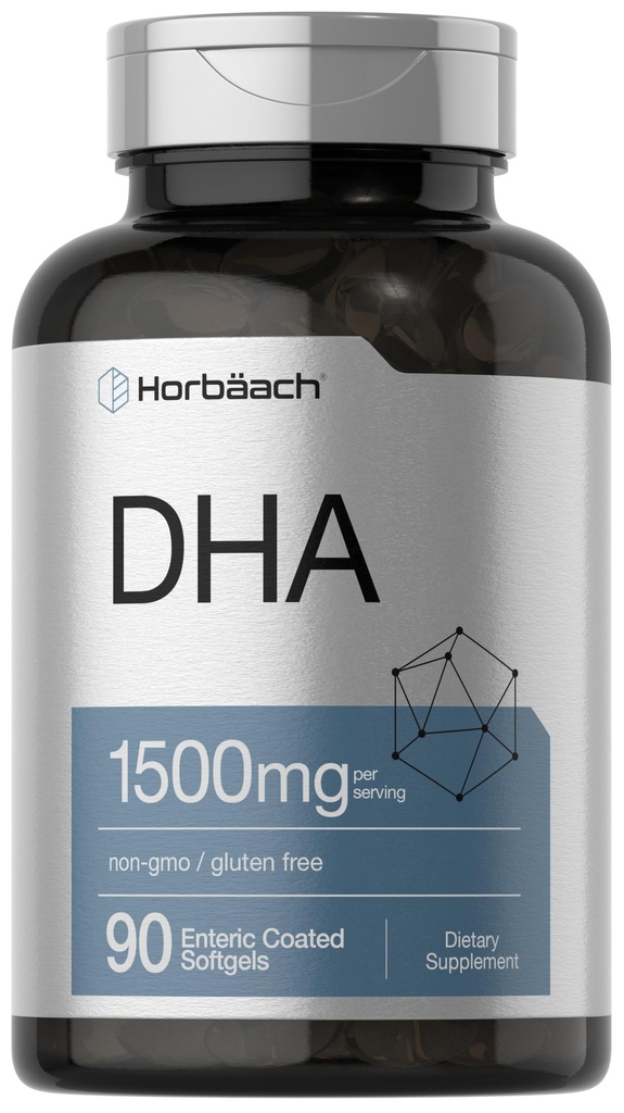 Horbaach DHA Supplement 1500 mg | 90 Softgels | EPA, Omega 3, DHA | Non-GMO, Gluten Free