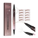 2in-1 Curved Eyebrow Pen ve Eyeliner 10Pcs Brow Stencils, Microblading Eyebrow Kalem 4 Fork-Tip ve Curved Precise Tip, Su ve Uzun Soning Eyebrow Kalems for Women, Soft Brown