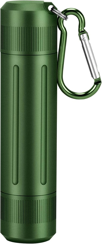 Φορητό δοχείο εμπορευματοκιβωτίων Αδιάβροχη θήκη ταξιδιωτικών χαπιών με μπρελόκ Βιταμίνη αλουμινίου & κάτοχος συμπληρώματος για καθημερινή χρήση, υπαίθριες περιπέτειες - Πράσινο