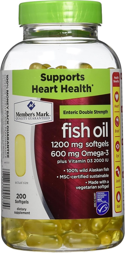 Üyeler Mark Double Strength Fish Oil with D3 - 200 ct.