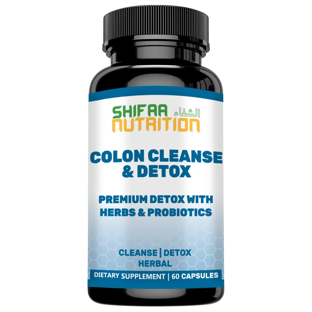 SHIFAA NUTRITION Premium Colon Cleanse & Herbal Detox Pills | 2x15 Gün Supply | Probiyotiks, Fennel Tohum, Cascara Sagrada & Ginger Root Halal Vitaminleri