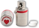 Keychain περίπτωση χάπι - Μικρό αδιάβροχο εμπορευματοκιβώτιο για τα δισκία ασπιρίνης - Ιατρικού βαθμού Ανοξείδωτη Fob - Φορητή θήκη ιατρικής έκτακτης ανάγκης (2-πακέτο)