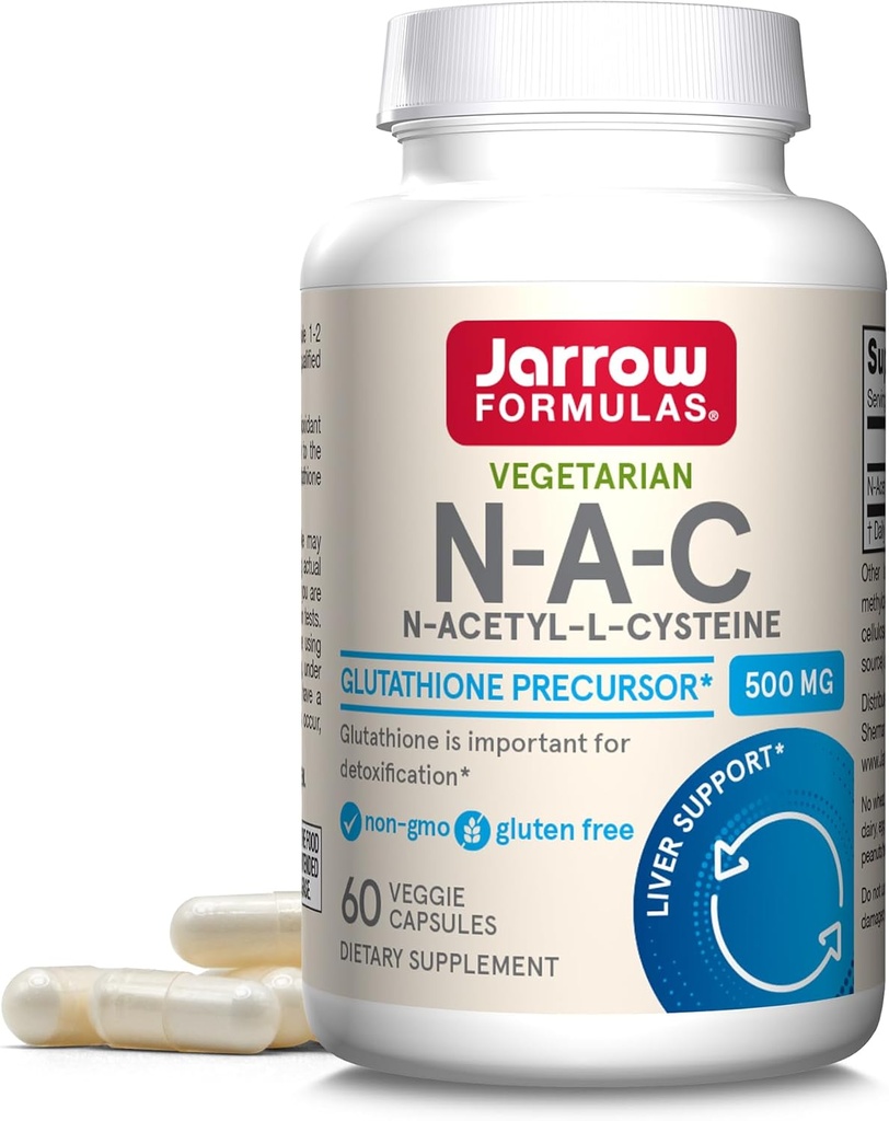 Jarrow Formulas® N-A-C 500 mg, Συμπλήρωμα διατροφής, Αντιοξειδωτική υποστήριξη για την υγεία του ήπατος, 60 κάψουλες λαχανικών, 60 ημέρες προσφοράς