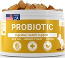 Köpekler için Probiyotikler - Gut & Digestive Health, Immune Support - All Nautral Prebiyotiks, Fiber, Enzymes for Gut Flora - Diarrhea & Bowel Support - Bacon Flavor, 120 Chews, by Lollitin