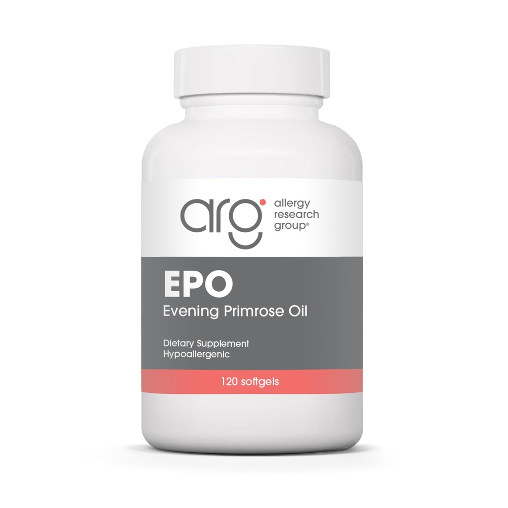 Alerji Araştırma Grubu EPO - Erkekler ve Kadınlar için Primrose Yağı, Kuru Gözler için, Omega-6, GLA Gamma-Linolenic Acid, 500 mg Supplement - 120 Kont