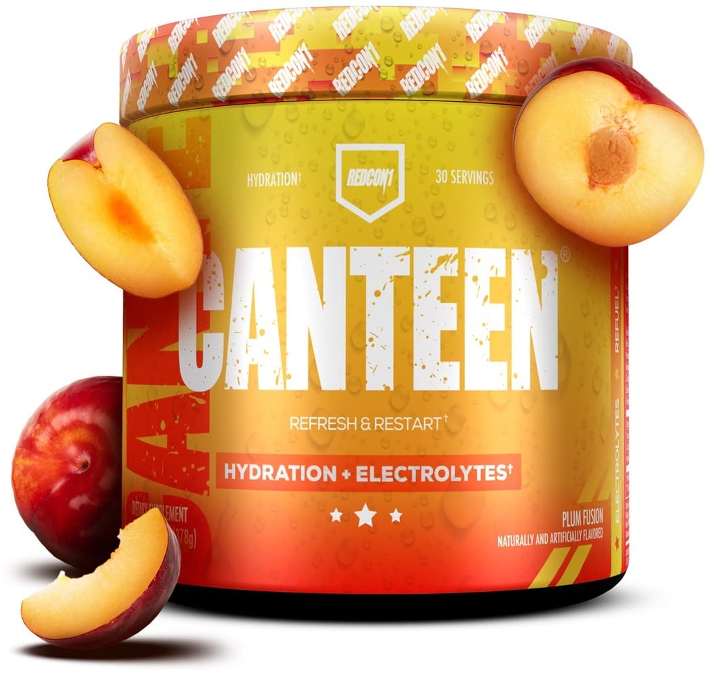 REDCON1 Canteen Hydration + Electrolytes, Plum Fusion - Electrolyte Drink Toz B Vitamins + Minerals for Recovery - Coconut Water Toz & Hyaluronic Asit for Hydration (30 Servisler)