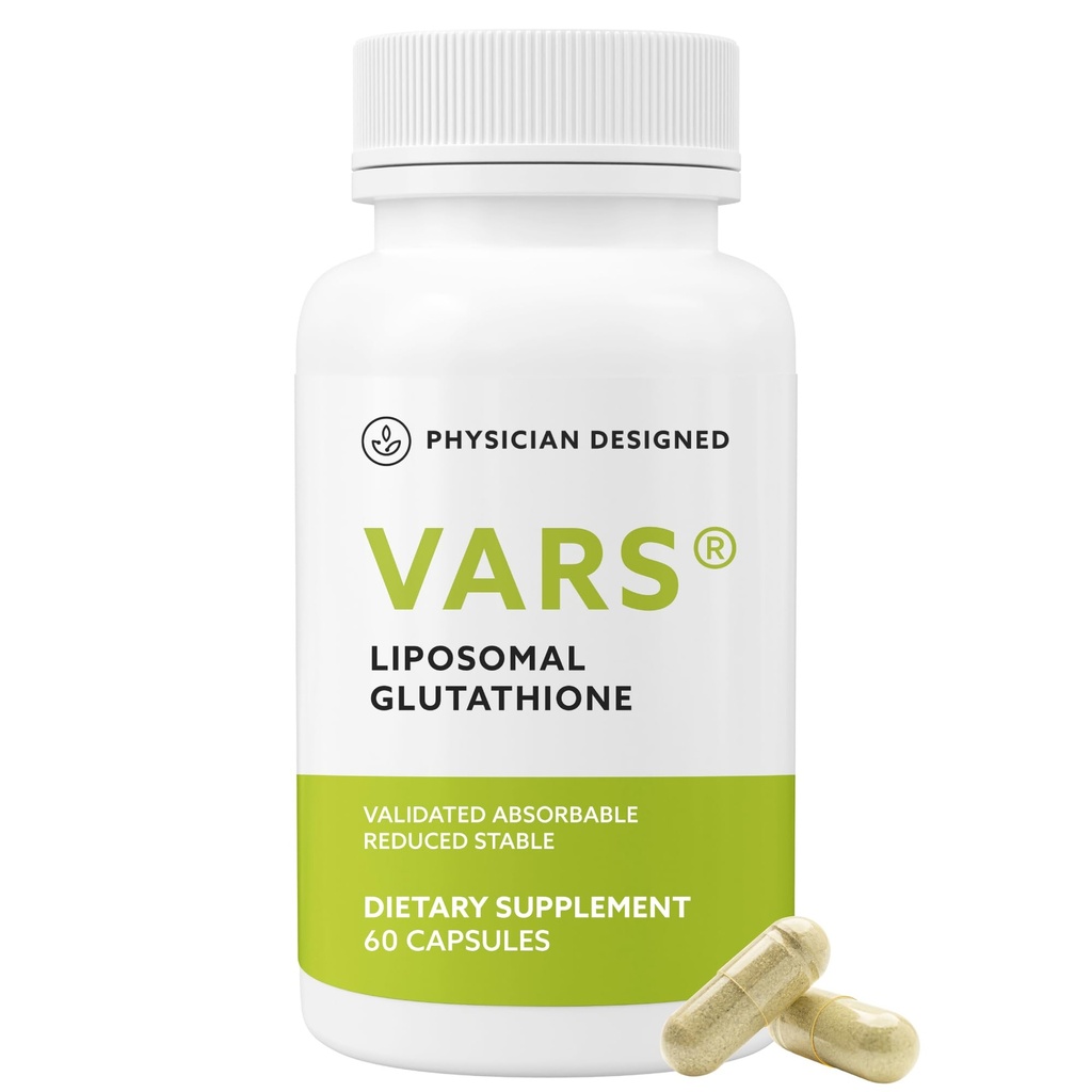 Physician Designed VARS Liposomal Glutathione Capsules - Patented Antioxidant Liquid Dietary Supplement, Anti-Aging, Detoxification, Fortify Immune System, Energy Management Skin Brightening, 60 count