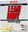 Lean Body Carb Watchers, All-In-One Vanilla Mealchange Shake. 40g Protein Whey Mix, 8g Sağlıklı Fats & Fiber, 22 Vitamin ve Minerals , No Yapay Colors, Gluten Free,(20 Packets)