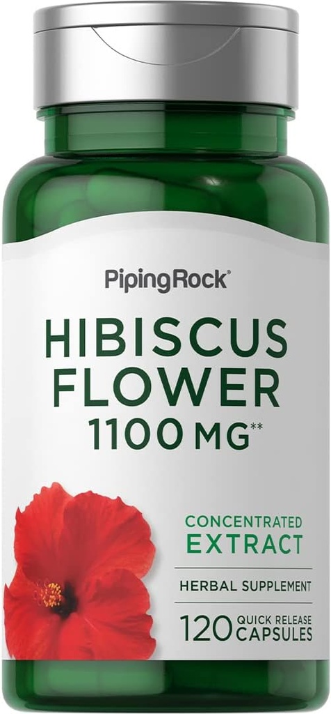 Piping Rock Hibiscus Çiçekler 1100 mg | 120 Capsules | Yoğun Tür | Herbal Supplement | Non-GMO, Gluten Free