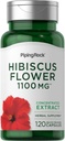 Piping Rock Hibiscus Çiçekler 1100 mg | 120 Capsules | Yoğun Tür | Herbal Supplement | Non-GMO, Gluten Free