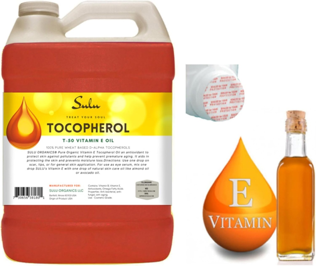 SULU ORGANICS 4 lbs-% 100 Pure ve Natural Soy Free T-50 Tocopherols Vitamin E Oil