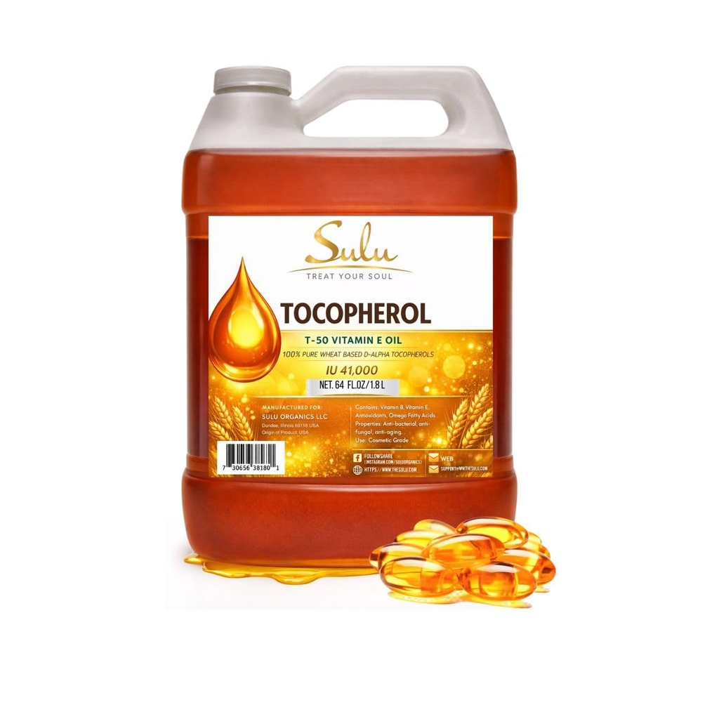 SULU ORGANICS 4 lbs-% 100 Pure ve Natural Soy Free T-50 Tocopherols Vitamin E Oil