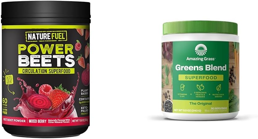 Nature Fuel Power Beets Powder, Delicious Acai Berry Ρόδι, συμπυκνωμένο & εκπληκτικό Grass Greens Blend Superfood: Super Greens Powder Smoothie Mix for Boost Energy