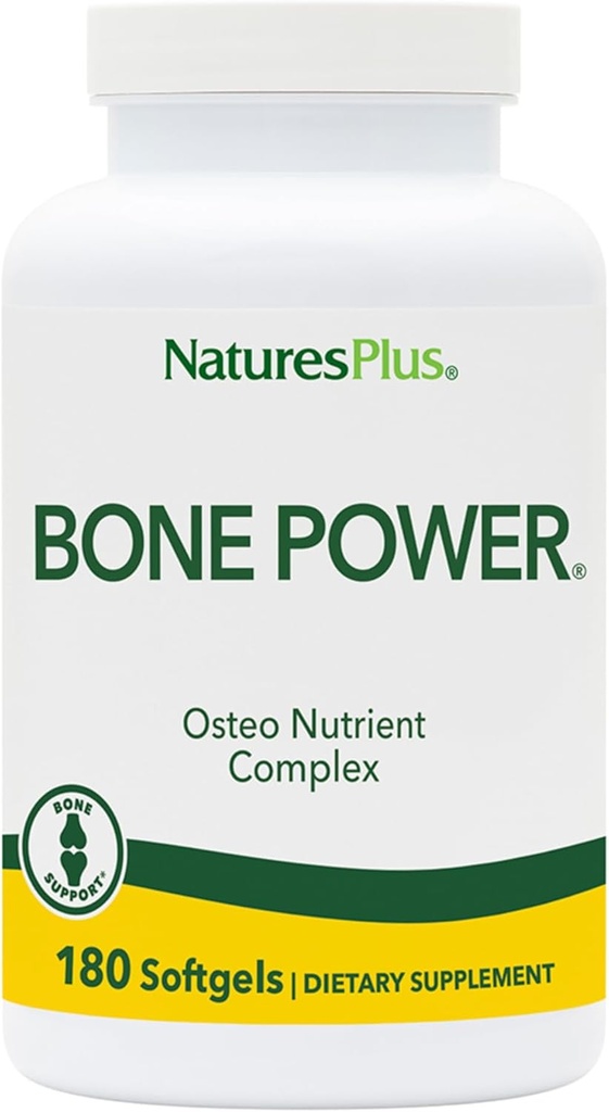 Natures Plus Bone Power with Boron - 1000 mg Ασβέστιο, 180 Softgels - Συμπλήρωμα Υποστήριξης Οστών & Κοινών, Υγρό Ασβέστιο για Μέγιστη Απορρόφηση - Χωρίς γάλα, Χωρίς Γλουτένη - 45 Σερβιέτες