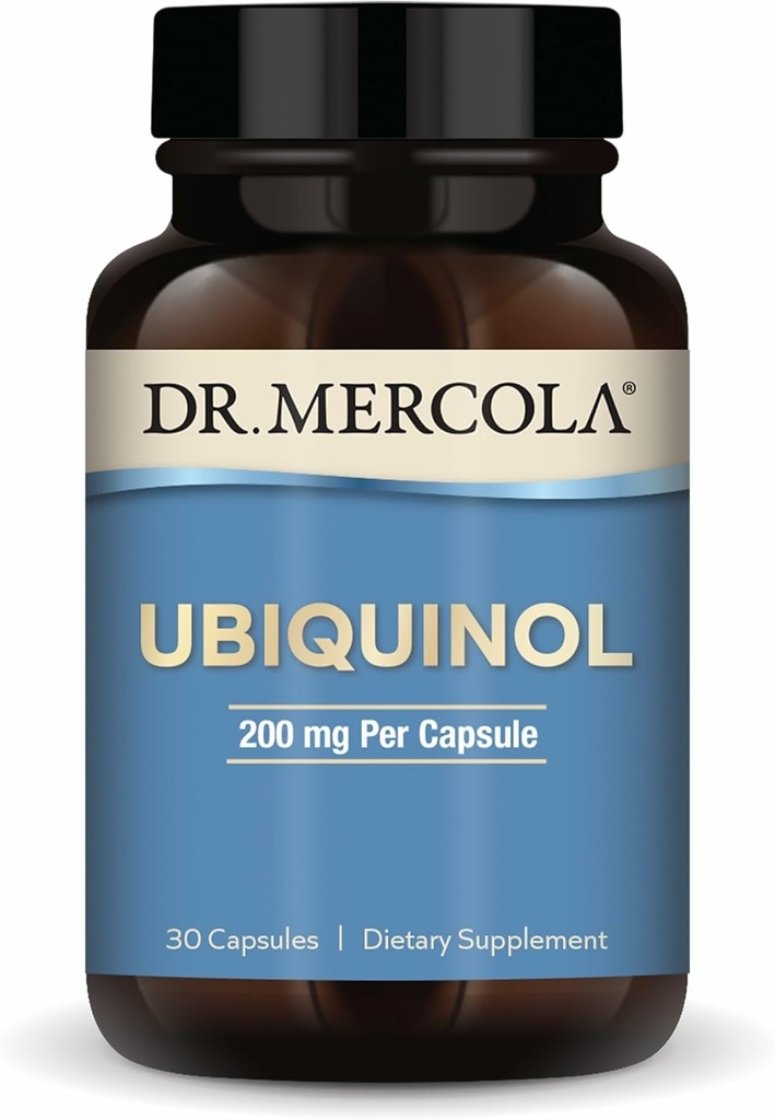 Dr. Mercola Ubiquinol, 30 Hizmet (30 Capsules), 200 mg Per Capsule, Diyetsel Supplement, Destekler Enerji Üretimi, Non-GMOMO