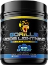 Λειτουργία Gorilla Lightning Pre-Workout - Extreme Energy · Laser Focus · Ισχυρές Αντλίες · Μέγιστη απόδοση - 550mg καφεΐνη, 13500mg L-Tyrosine, Alpha-GPC– 808g (Blue Raspberry)