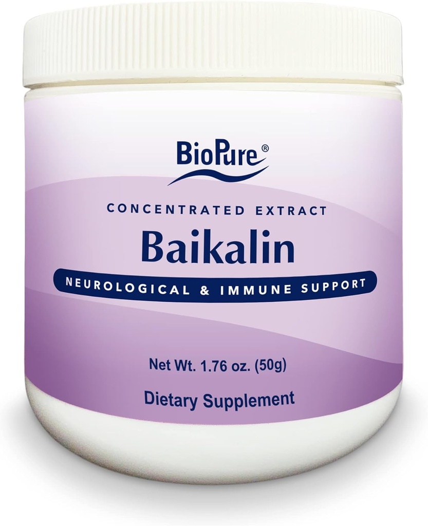 BioPure Baikalin Toz - Baiscalin Herb Extract from Roots of China Skullcap to Support Neurology, Nervous, & Immune System, Stres Yönetimi ve Tüm Vücut Dengesi ve Sağlık - 50g