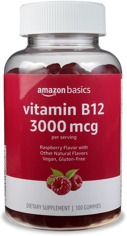 Temeller B12 3000 mcg Gummies, Normal Enerji Üretimi ve Metabolism, Immune System Support, Raspberry, 100 Count (2 per serve) (Önceki olarak Solimo)