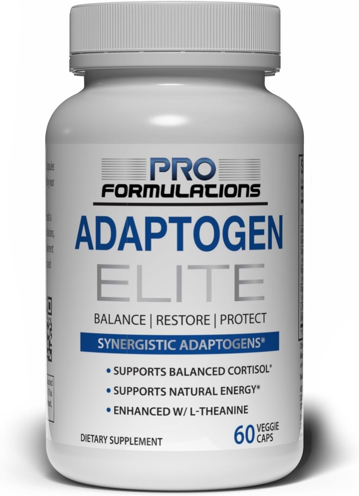 Pro Formulations MD Adaptogen Elite - Synergistic Blend - 60 vcaps - Dengeler Cortisol & Natural Energy - Rhodiola, Ashwagandha, Astraus, Schisandra, Eleuthero, L-Theanine
