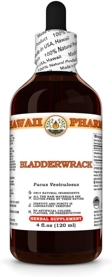 Bladderwrack (Fucus Vesiculosus) Kuru Entire Plant Tincture, Made in Hawaii, All Natural, Vegan, Pure Liquid Extract - 4 fl.oz
