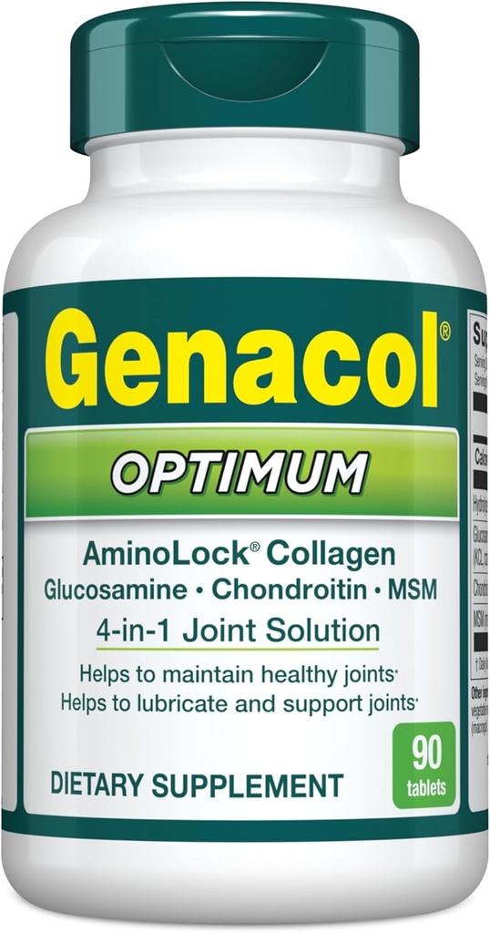 Genacol Optimum – Γλυκοζαμίνη, Χονδροϊτίνη, MSM και Ultra- Hydrolyzed Collage Tablets, Διατηρεί υγιείς αρθρώσεις, Προστατεύει & Λιπαντικό Cartilage, 90 Tablets (30- Day Supply)