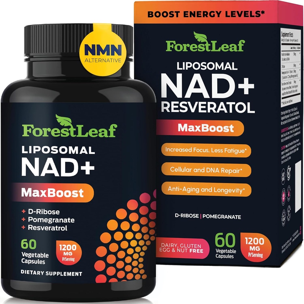 NAD+ Supplement - Enerji, Focus, Skin & Anti-Aging Desteği için Pure NAD Plus'ın 500 mg of Pure NAD Plus for Energy, Focus, Skin & Anti-Aging Support - Gluten Free Non-GMO NAD Supplements for Women & Men (60 Kont)