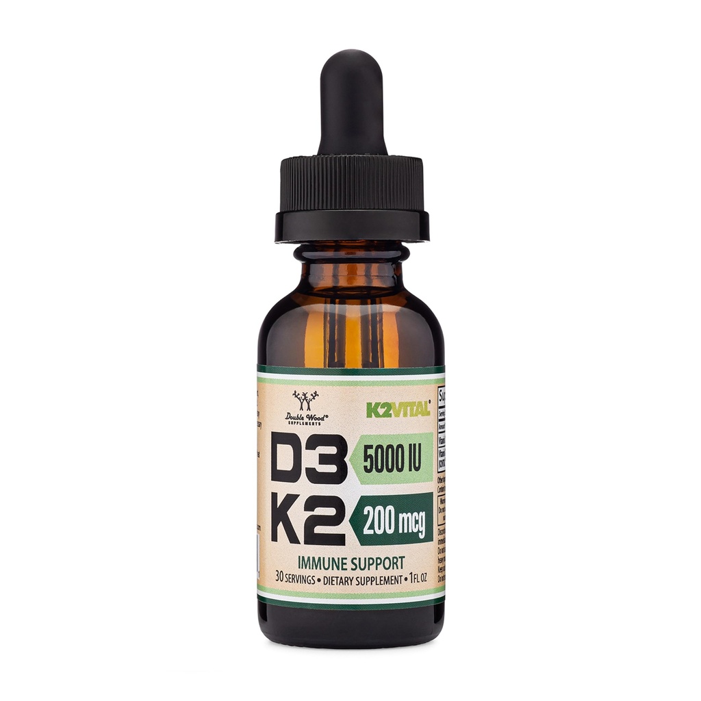 Βιταμίνη D3 K2 5.000 IU Υγρές σταγόνες (5,000 IU D3 και 200mcg 99,9% All-Trans Πατενταρισμένο K2 MK-7 (K2Vital)) Μέγ. Απορρόφηση Υγρή βιταμίνη D σταγόνες (30 Σερβίρει) από Διπλό ξύλο
