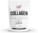 HEARTHY FOODS Collagen Powder - 18g Protein - Pure Halal Collagen Peptides Grass Fed Organic Hydrolyzed Powder | Type I and III Unflavoured Keto Friendly Gluten Free No Sugar Non GMO 16 Oz