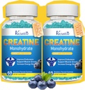 2 Pack Kadın ve Erkekler için Monohidrat Gummies, Sugar Free Vegantine Supplement for Build Muscles, Art & Strength, Blueberry Flavor, 120 Kont