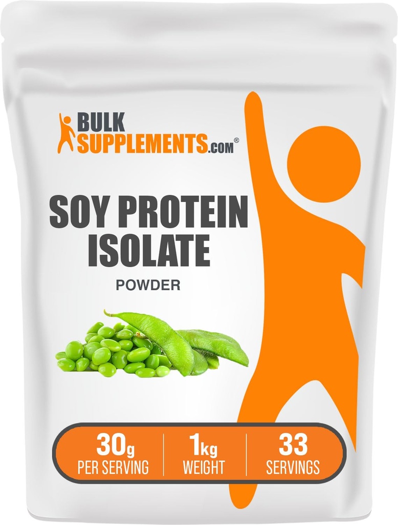 BulkSupplements.com Soy Protein Isolate Toz - Vegan Protein Toz, Unflavored - Pure & Gluten Free, 30g per Service, 1kg (2.2 lbs) (Pack of 1)