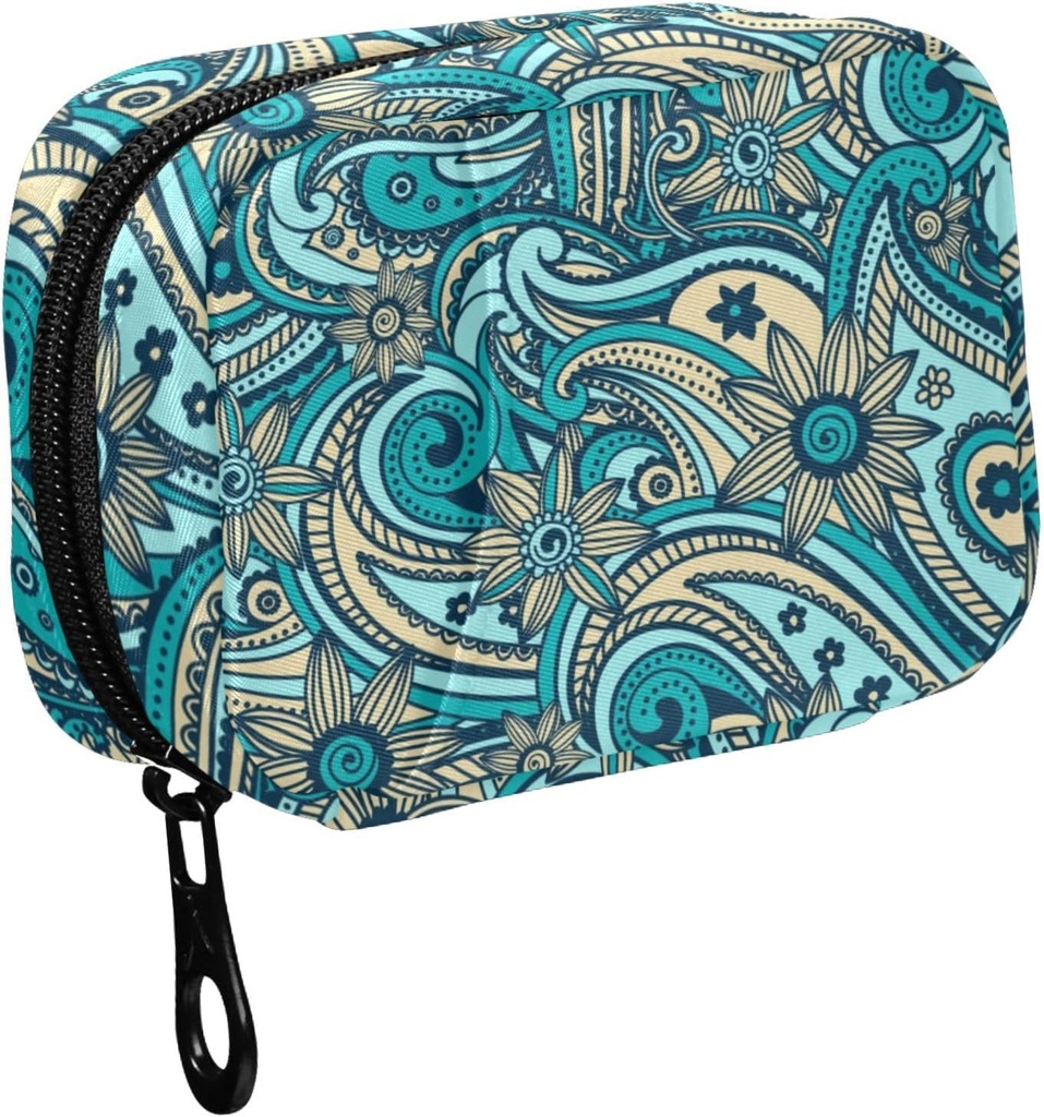 Fustylead Beautiful Vintage Paisley Pill Organizer Seyahat Haftalık Supplements Vitaminleri ve Fish Oils için Portre Kumaşı Bag