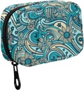 Fustylead Beautiful Vintage Paisley Pill Organizer Seyahat Haftalık Supplements Vitaminleri ve Fish Oils için Portre Kumaşı Bag