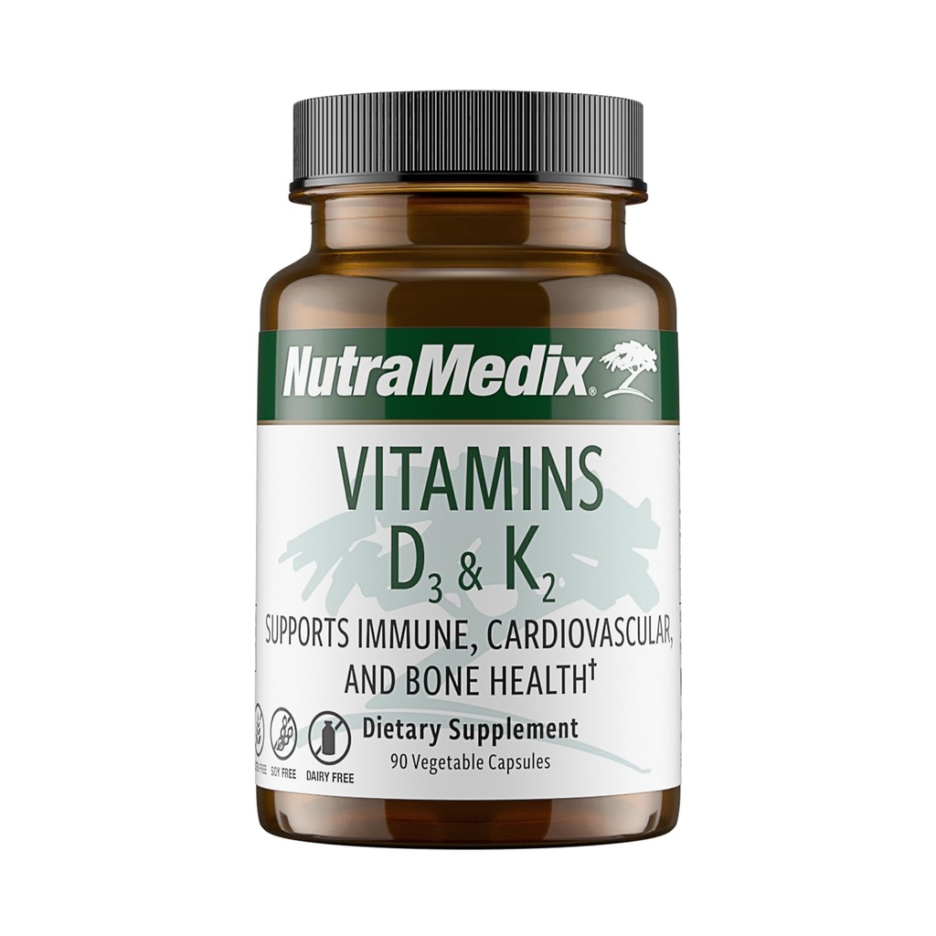 NutraMed altı D3 ve K2 Immune Support Supplement for Women & Men - Help Support Heart Health - Can Assist withdis Metabolism (90 Capsules)