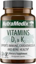 NutraMedix Βιταμίνη D3 και K2 συμπλήρωμα υποστήριξης του ανοσοποιητικού για γυναίκες & άνδρες - Βοήθεια για την υγεία της καρδιάς - Μπορεί να βοηθήσει με το μεταβολισμό του ασβεστίου (90 κάψουλες)