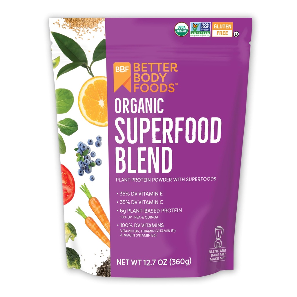 Καλύτερη Body Foods Βιολογικά Superfood σκόνη με πρωτεΐνες, βιταμίνες C, E, και B12 (12,7 oz.)